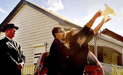 Free now: The parents of Indianna Allen, Peter and Angela, release a white dove after their daughter’s funeral yesterday. Free now: The parents of Indianna Allen, Peter and Angela, release a white dove after their daughter’s funeral yesterday.